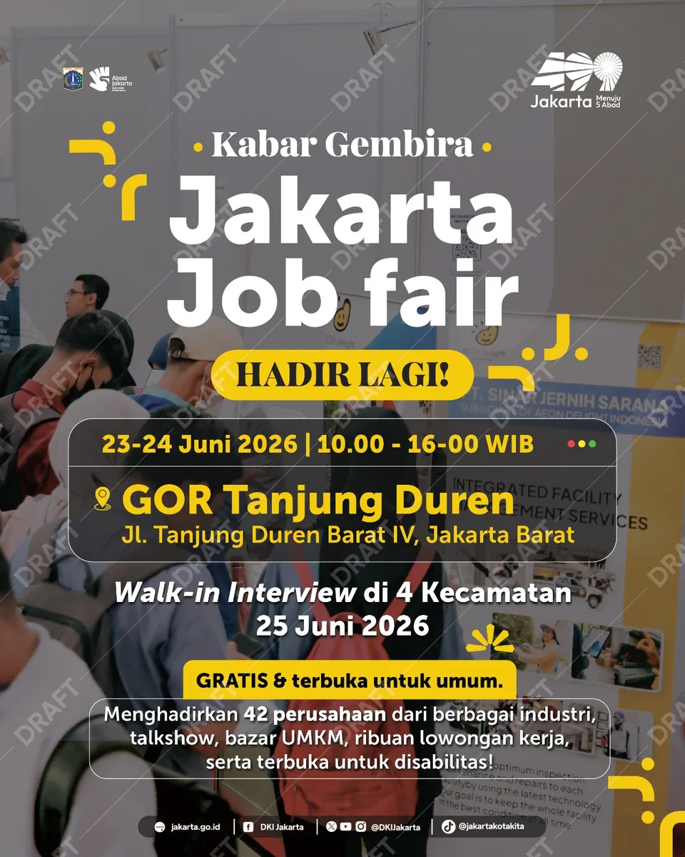 Job Fair Kabupaten Pasaman Barat 2026 (Suku Dinas TKTE Wilayah Kabupaten Pasaman Barat Barat) : 23-24 Juni 2026